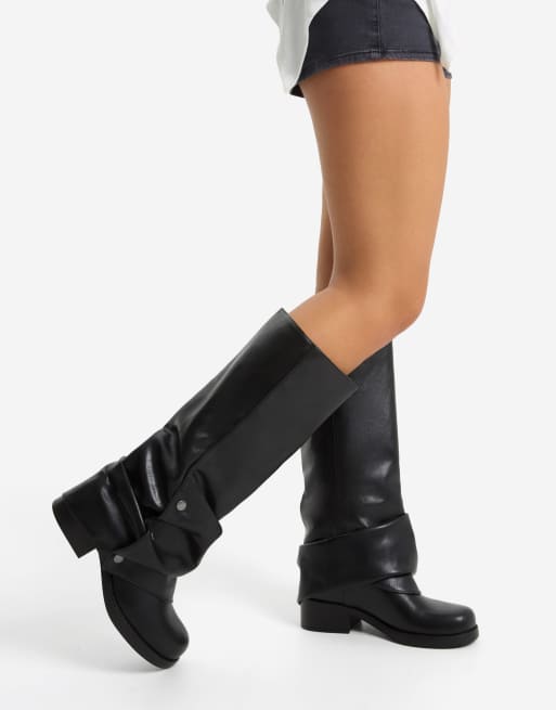 Bershka - Stivali bassi effetto pantalone neri con fibbie, 7 di 7
