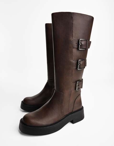 Bershka - Stivali bassi marroni con fibbia - view 1