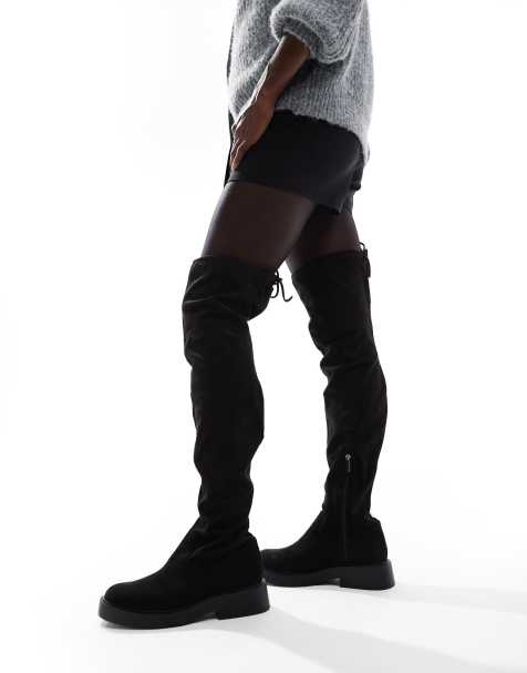 Bershka - Stivali cuissard elasticizzati neri - view 1