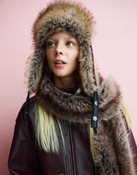 Bershka - Stola van imitatiebont in bruin - view 1