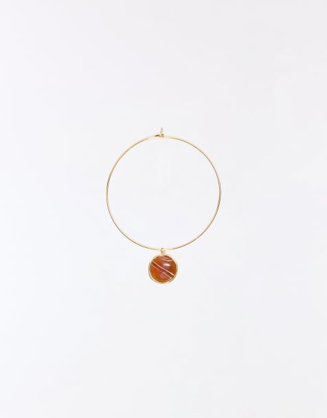 Bershka Stone pendant necklace in gold - view 1