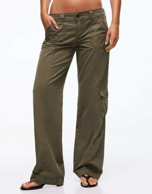 Bershka Straight cargo trousers in khaki, 4 of 5