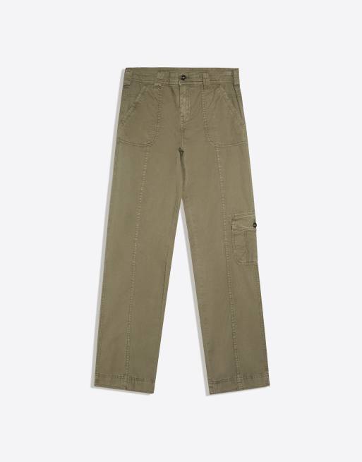 Bershka Straight cargo trousers in khaki, 5 of 5