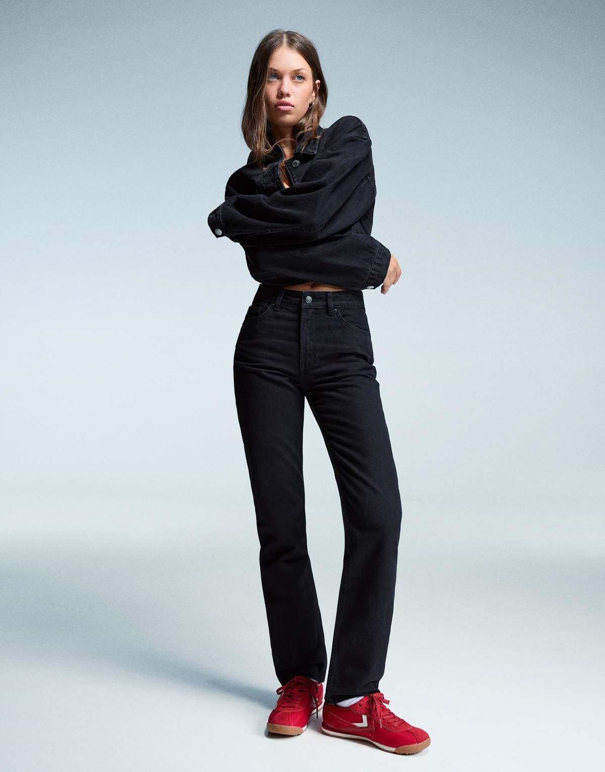 Bershka Straight fit jeans in black