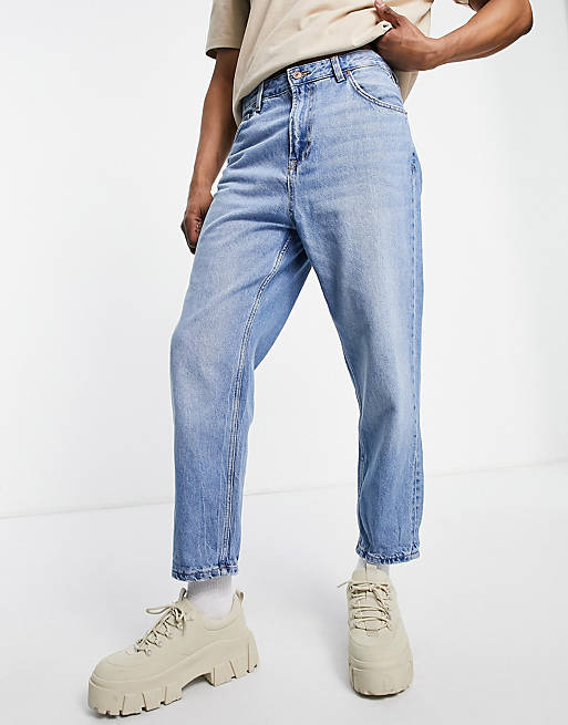 Bershka straight fit jeans in blue | ASOS