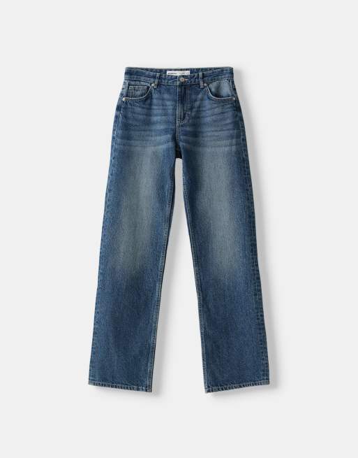 Bershka straight fit jeans in denim blue, 4 of 4