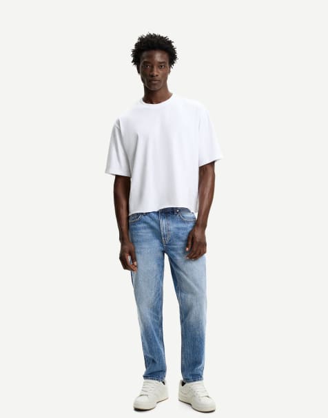 Bershka straight fit jeans in denim blue - view 1