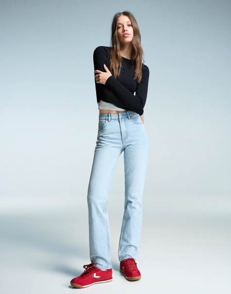 Bershka Straight fit jeans in light bue - view 1