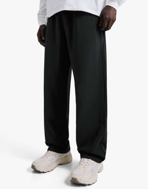 Bershka Straight-fit tailored jogging trousers in black