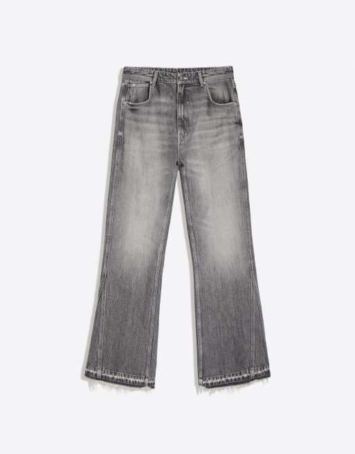 Bershka Straight Flared Jeans in Hellgrau, 5 von 5