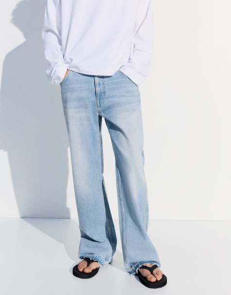 Bershka Straight flared jeans in mid blue - view 1