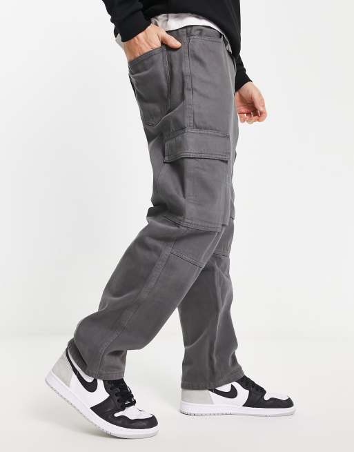 Bershka ripstop cargo pants in gray