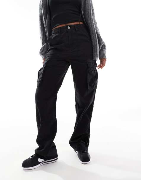 Black Cargo Pants High Rise