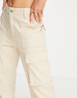 bershka cargo pant straight fit with print