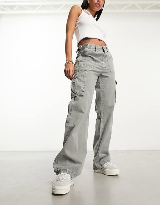 Bershka straight leg cargo pants in washed gray | ASOS Bershka straight leg cargo pants in washed gray | ASOS