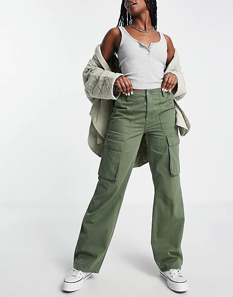 Womens Clothing Trousers ASOS Flare Pant in Green Slacks and Chinos Full-length trousers 