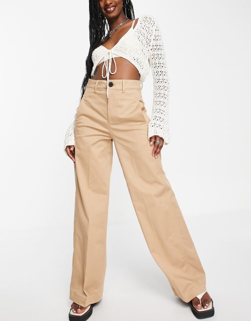 Bershka straight leg chino in camel