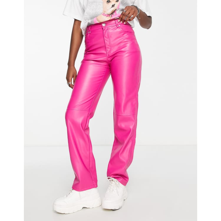 Pink on sale leather trousers