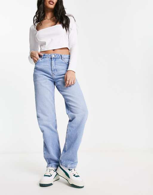 Bershka straight leg jean in light blue | ASOS