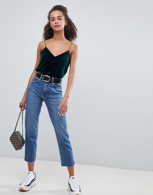 destroyed straight leg jeans
