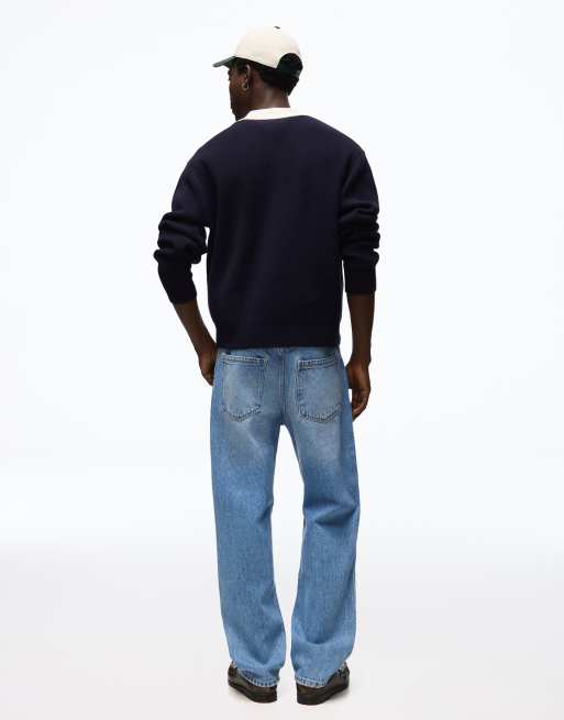 Bershka Straight-Leg-Jeans in Denimblau, 2 von 4