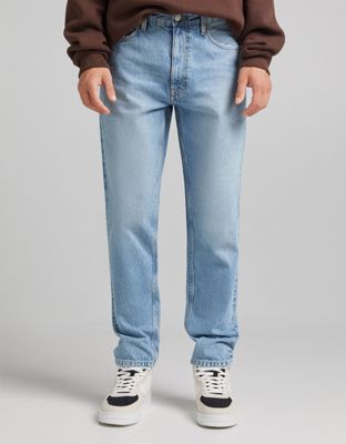 Bershka straight leg jeans in light blue