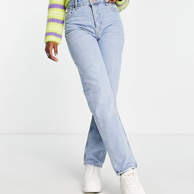 Zielig Interessant Puur Bershka straight leg jeans in light blue | ASOS