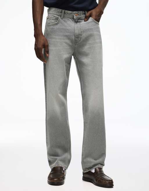 Bershka Straight-leg jeans in light grey, 3 of 4