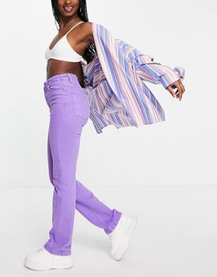 Bershka straight leg jeans in lilac