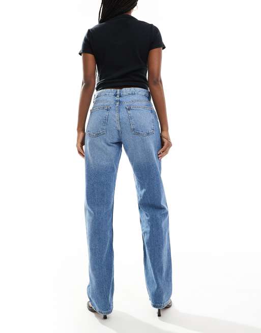 Bershka straight leg jeans in mid wash
