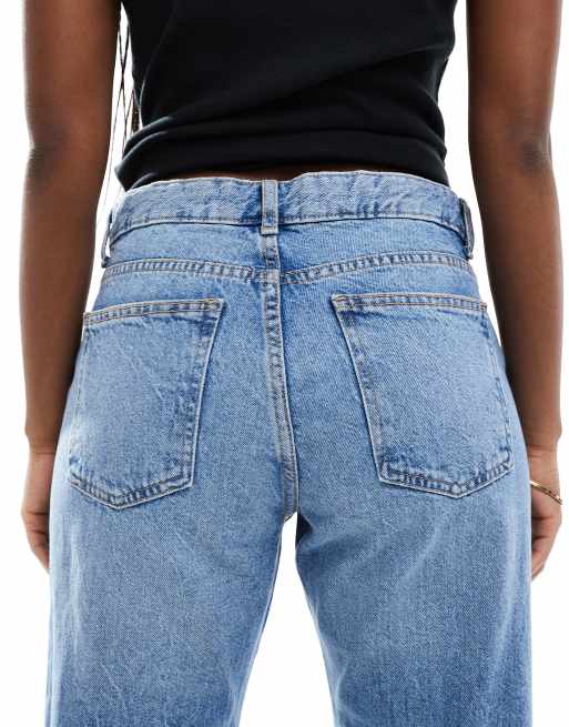 Bershka straight leg jeans in mid wash