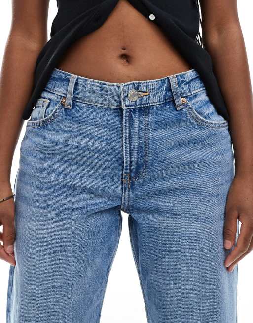 Bershka straight leg jeans in mid wash