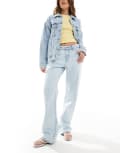 [Bershka] Bershka straight leg jeans in super light wash blue 14 BLUE
