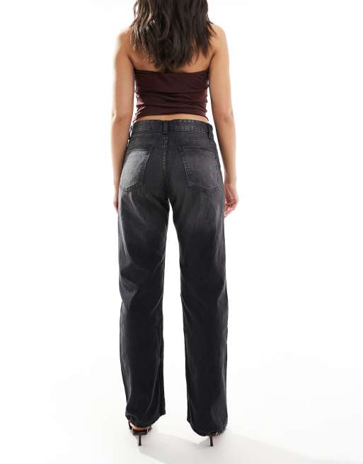 Bershka straight leg jeans in washed black