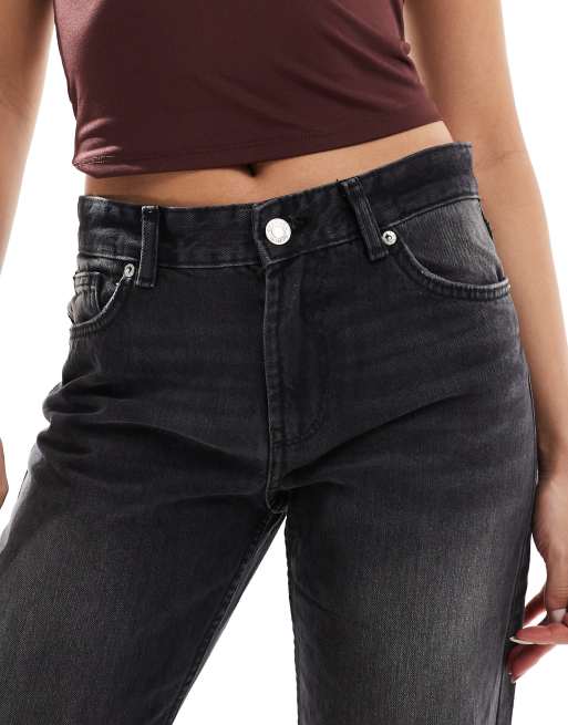 Bershka straight leg jeans in washed black