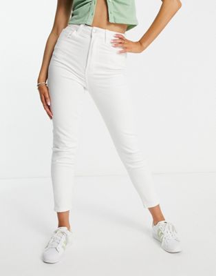 Bershka straight leg jeans in white