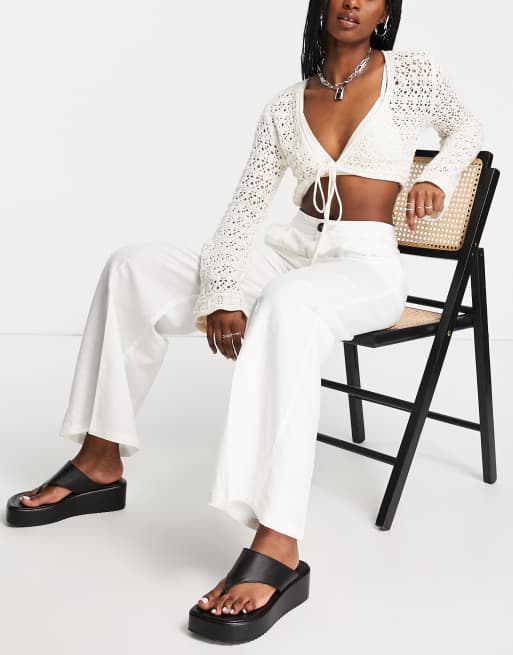 Straight leg white hot sale linen trousers