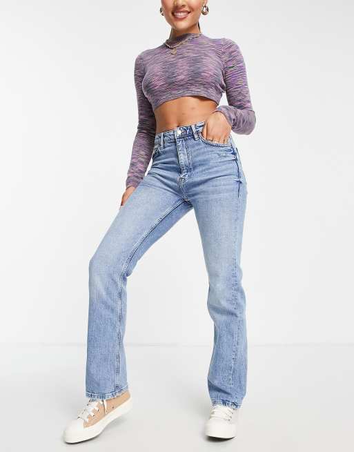 Bershka straight cropped store high rise jean