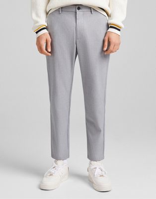 Bershka straight leg smart trousers in grey