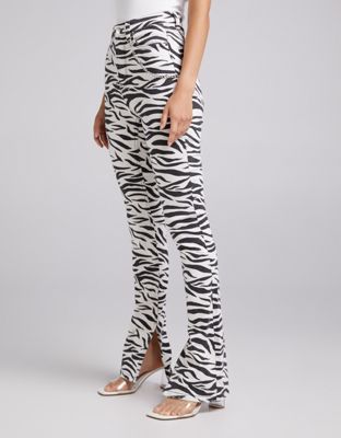 Bershka straight leg trouser in zebra print - ASOS Price Checker