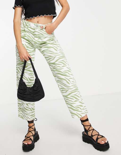 Green cheap zebra pants