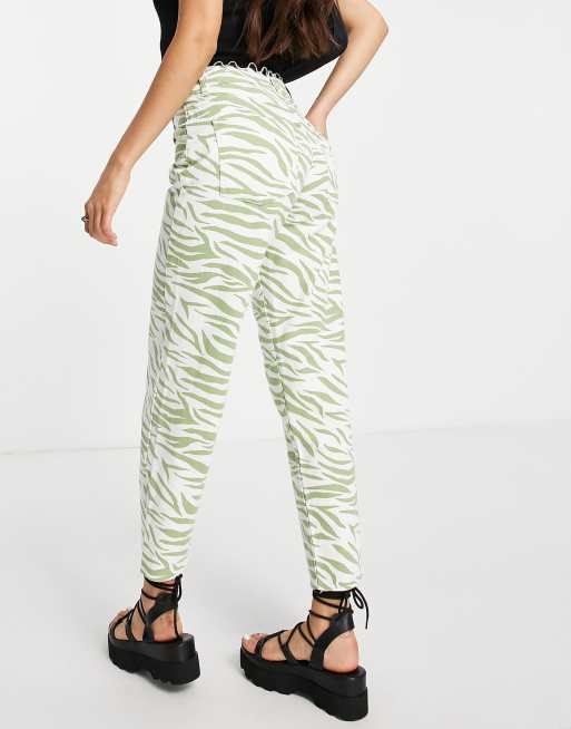 Green cheap zebra pants