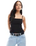 [Bershka] Bershka straight neck tailored corset top in black M BLACK