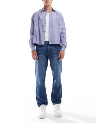 Bershka Bershka straight vintage fit jean in denim blue