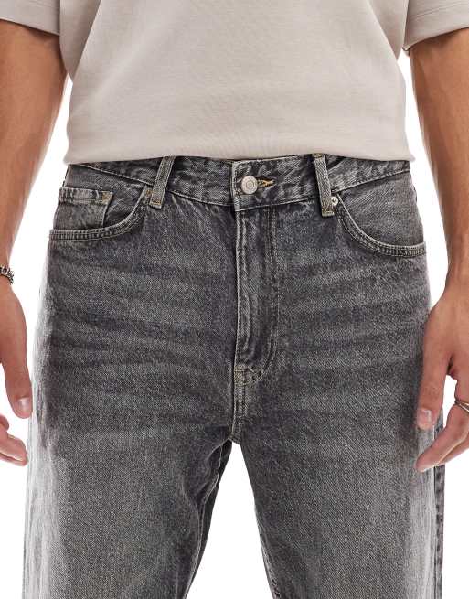 Bershka straight vintage jean in washed grey ASOS