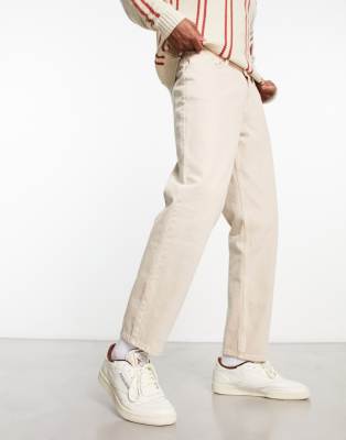 Bershka Straight Vintage Jeans In Beige-neutral