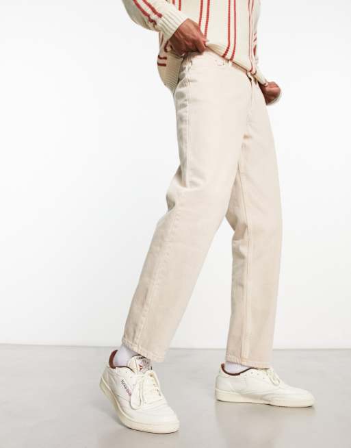 Bershka straight vintage jeans in beige ASOS