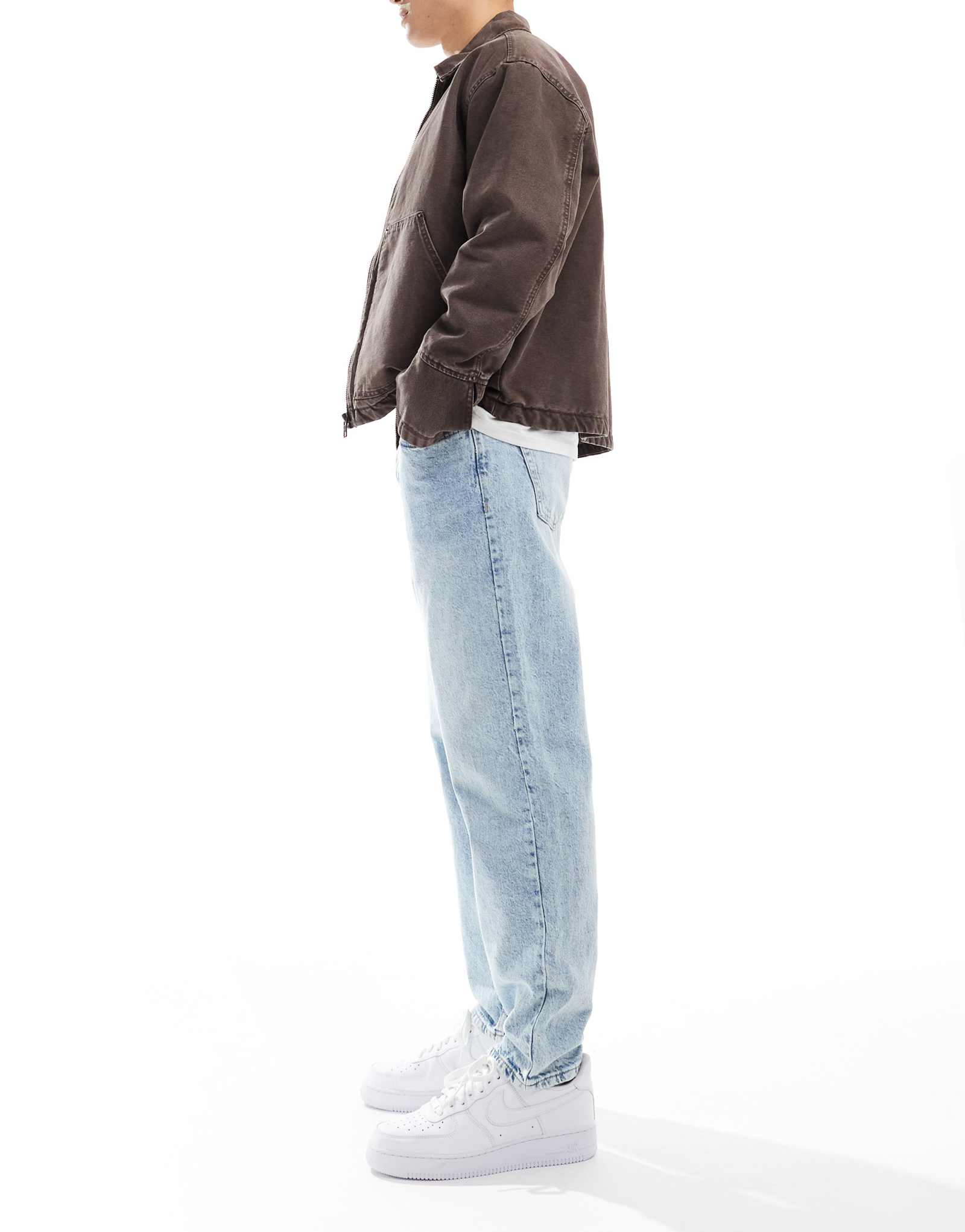 Прямые винтажные джинсы Bershka светло-голубого цвета 