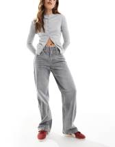 Bershka straight leg jeans in washed gray | ASOS