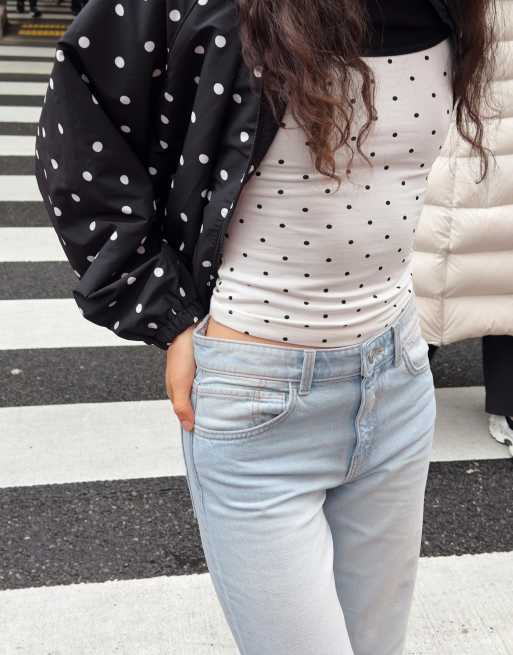 Bershka Straight wide-leg jeans in light bue, 3 of 3